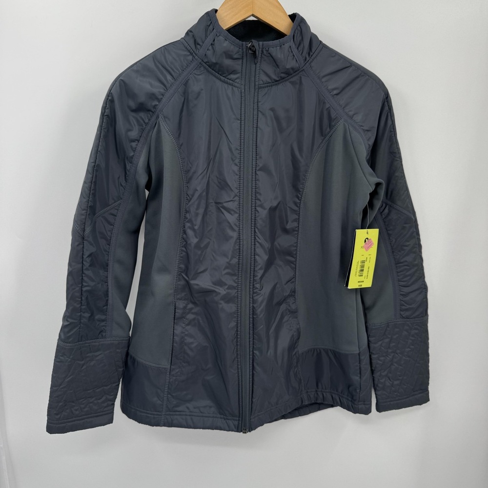 Xersion Jacket Womens M Gray Full Zip Quilted Athletic Lightweight‎ New